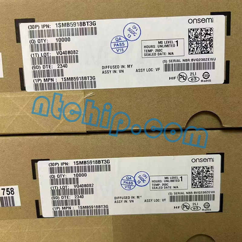 1SMB5918BT3G Box Packaging and Product Label 1SMB5918BT3G Box Packaging and Product Label